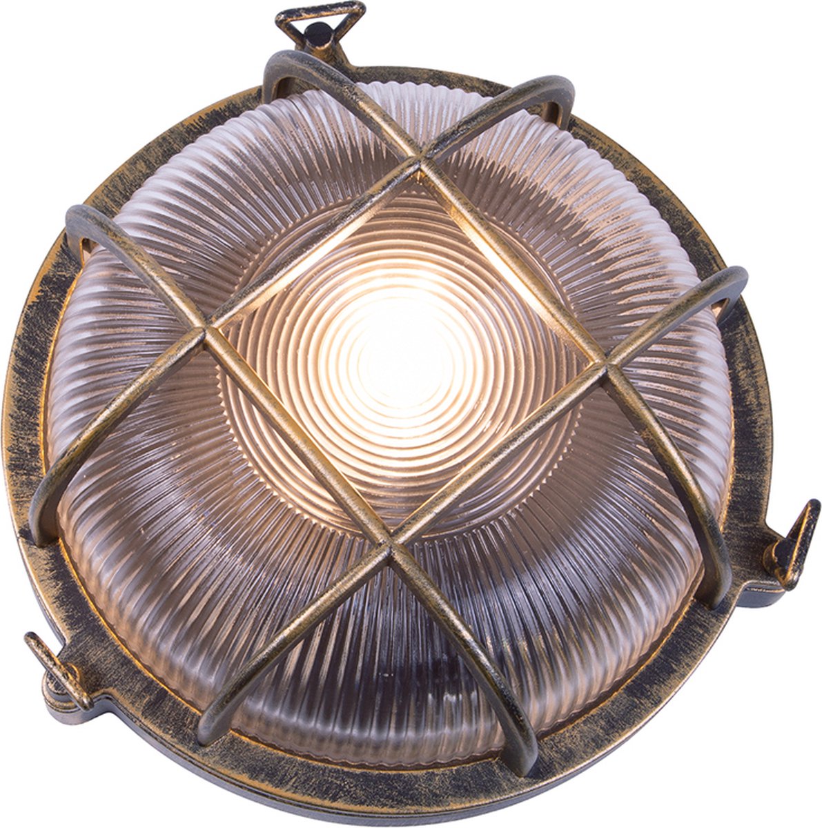 Olucia - JUANITA - Buitenmuurlamp - Zwart / Goud - Vorm: Rond