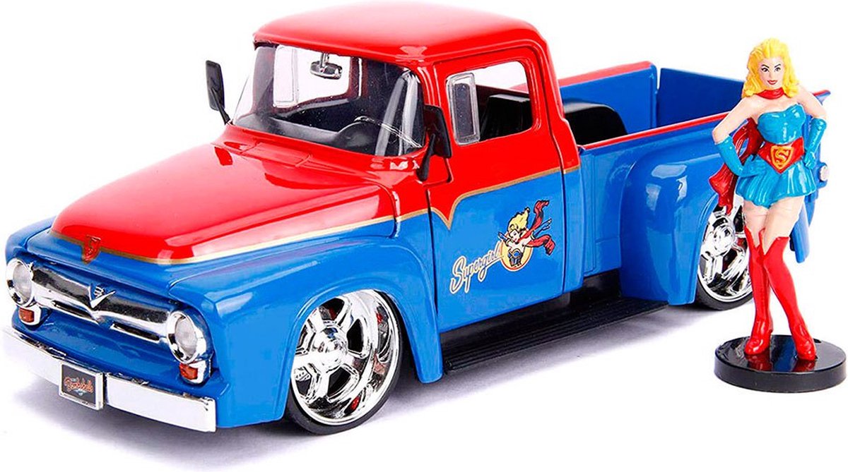 Dc Comics Supergirl Ford F-100 Oppakken 1956 Metaal Auto+figuur Veelkleurig