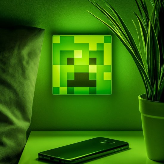 3d Klok Minecraft Creeper Digitale Wekker - 3D Nachtlampje Met Alarm En Datum Officiële Minecraft Gadget