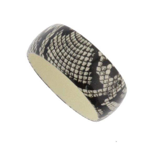 Behave Armband - bangle - slangen print - design zwart - wit - dames - 20 cm
