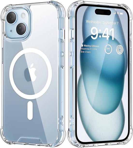 Casemania Hoesje Geschikt voor Apple iPhone 13 - Transparant - Anti Shock Back Cover - Geschikt voor MagSafe - Extra Sterk