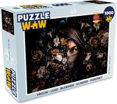 Puzzel Vrouw - Luxe - Bloemen - Vlinder - Portret - Legpuzzel - Puzzel 1000 stukjes volwassenen