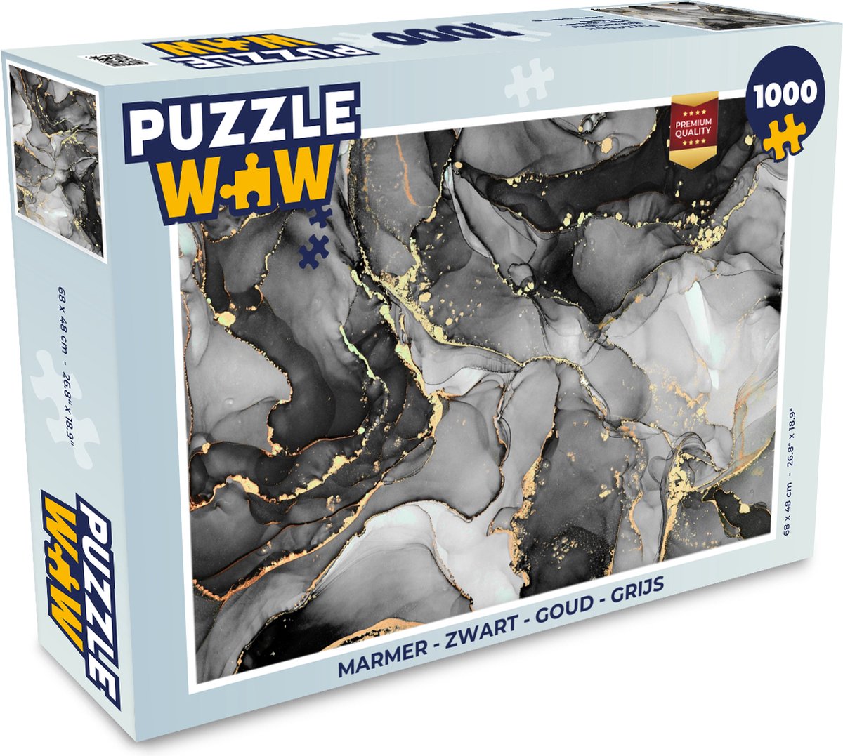Puzzel Marmer - Zwart - Goud - Grijs - Legpuzzel - Puzzel 1000 stukjes volwassenen