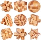 DiverseGoods 9 Stuks Houten Brain Puzzels Set - Logica Puzzels Logica - Elkaar Grijpende Puzzel Cube Game voor Kinderen en Volwassenen - IQ Spellen Speelgoed - Perfect Cadeau en Decoratie