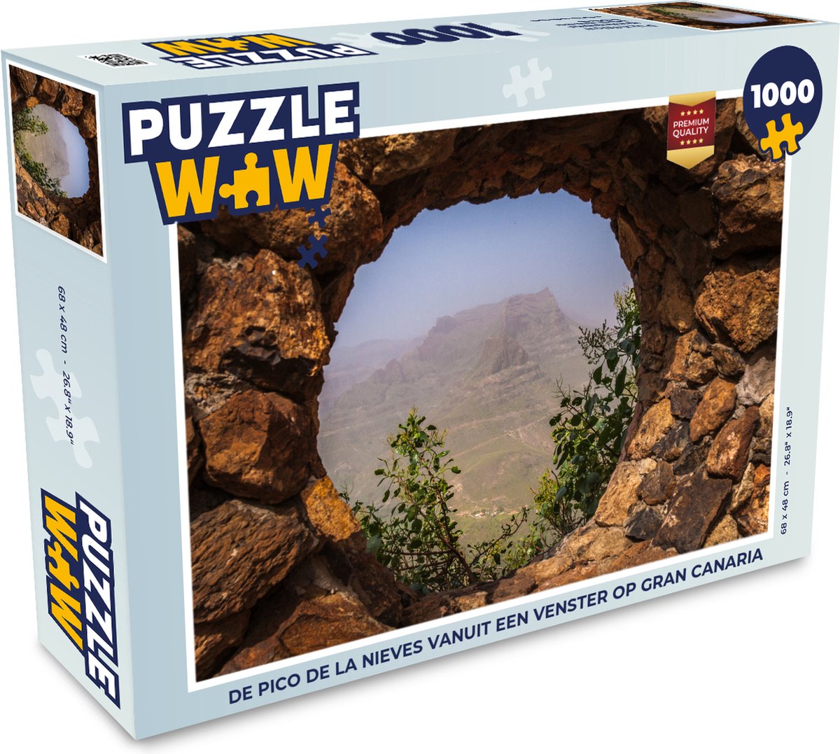 Puzzel De Pico de la Nieves vanuit een venster op Gran Canaria - Legpuzzel - Puzzel 1000 stukjes volwassenen