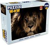 Puzzle Lion - Animaux - Zwart - Portrait - Puzzle - Puzzle 1000 pièces adultes