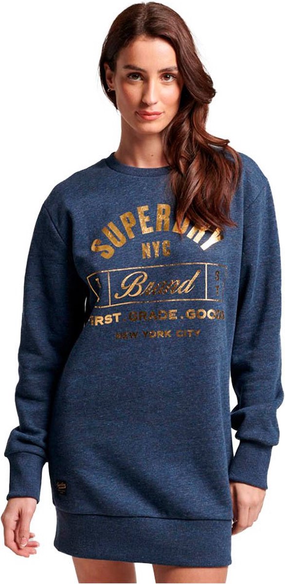 Superdry Luxe jersey jurk met metallic logo Dames Jurken Marineblauw