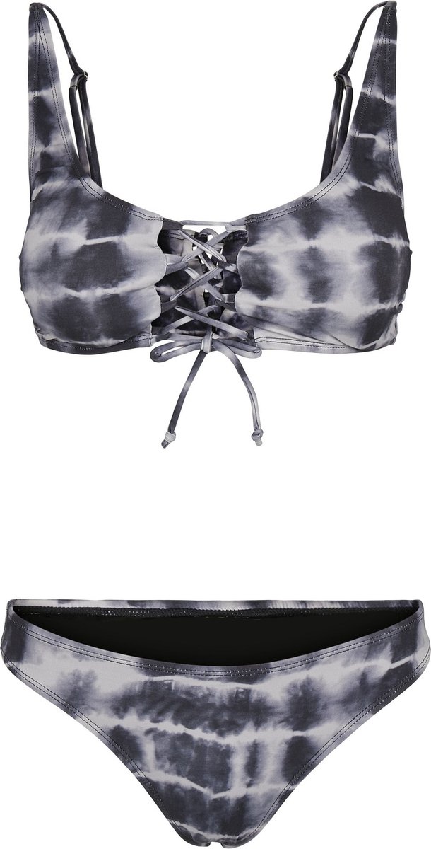 Urban Classics Ladies Lace Up Tie Dye Bikini Bikini Set XS Dames Zwart