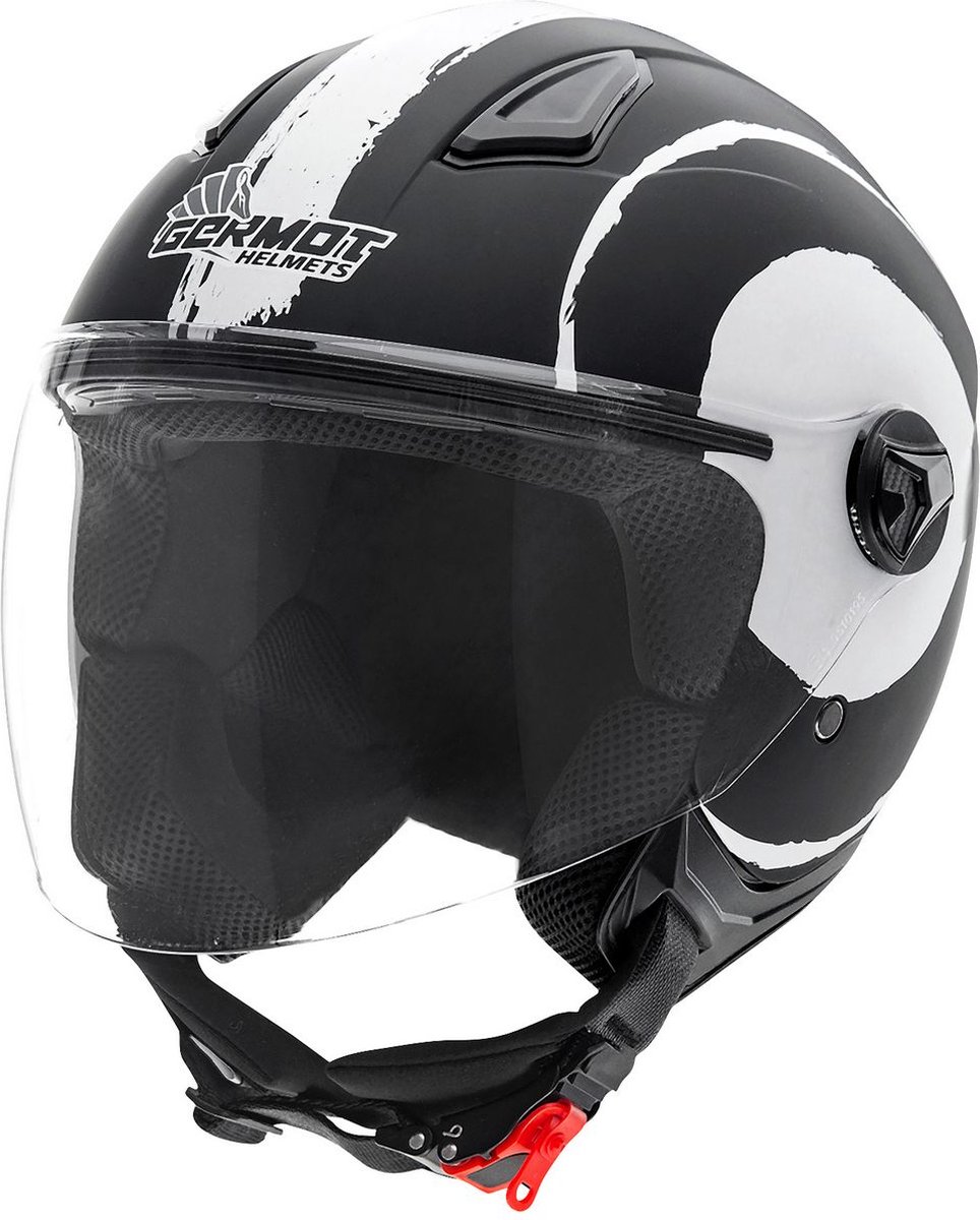 Germot Motorrad Helm GM 196 Jethelm matt Black/White-M