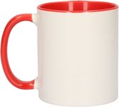 6x Blanc avec mugs vierges rouges - tasse à café non imprimée