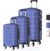 Bol.com Voyagoux® REVELATION - Reiskoffer set - Koffers - 3 stuks - Reiskoffer met wielen - Blauw- TSA Slot aanbieding