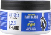 Victoria Beauty - 1,2,3! Repair! - Rescue Me Hair Mask 250ml - Haar Masker - SOS-zorg voor beschadigd haar - Biologische argan, Braziliaanse keratine, Biotine en Oliecomplex
