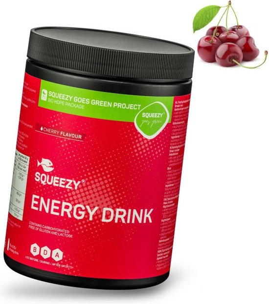 Squeezy Energie Drink 650g Kers Gezondheid| Sport | Sportvoeding | Energiegels | Hardlopen | Alle sporten | Hardloopvoeding | Energygels | Wielrennen | Wielrenvoeding | Energiegels