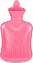 Relaxdays kruik rubber - 1 l - warm water kruik - roze - bedkruik - veilig - lekt niet