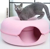 Tunnel de jeu rose - Tunnel pour chat - Donut - Maison Chats - 50x50x20CM - matière recyclée.