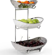 Fruitschaal 3-laags keramische fruitmand voor keuken porseleinen keukenkommen voor fruit en groenten opslag snack noten dessert taart dienblad bordenrek voor feest bruiloft
