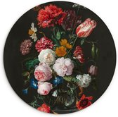 Nature morte aux fleurs dans un vase en verre - Peinture de Jan Davidsz. Feuille de plastique de cercle de mur de Heem