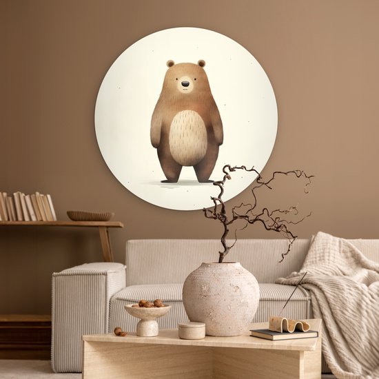 WallCircle - Cercle mural ⌀ 90 - Aquarelle - Ours - Marron - Animaux - Tableaux ronds salon - Plaque murale ronde - Cercle de Décoration murale - Décoration de chambre à l'intérieur - Cercle mural de Décoration murale - Accessoires de maison