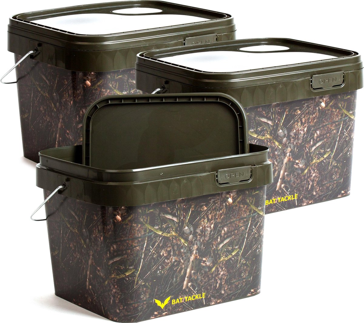 X2 Bat Tackle Camoflage Emmer - Per 3 stuks - 10L - Camo - Bewaaremmer - Voeremmer - Aasemmer - Boilie emmer - Bait Bucket