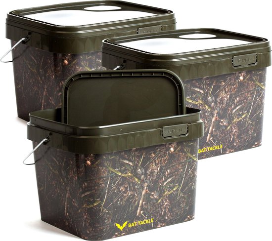 X2 Bat Tackle Camouflage Alimentation 10L Seau à Appâts par 3