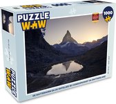 Puzzel De Matterhorn en de Riffelsee bij zonsopkomst in Zwitserland - Legpuzzel - Puzzel 1000 stukjes volwassenen