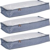 Relaxdays opberghoes dekbed - set van 3- tegen stof - met rits - opbergbox onder bed