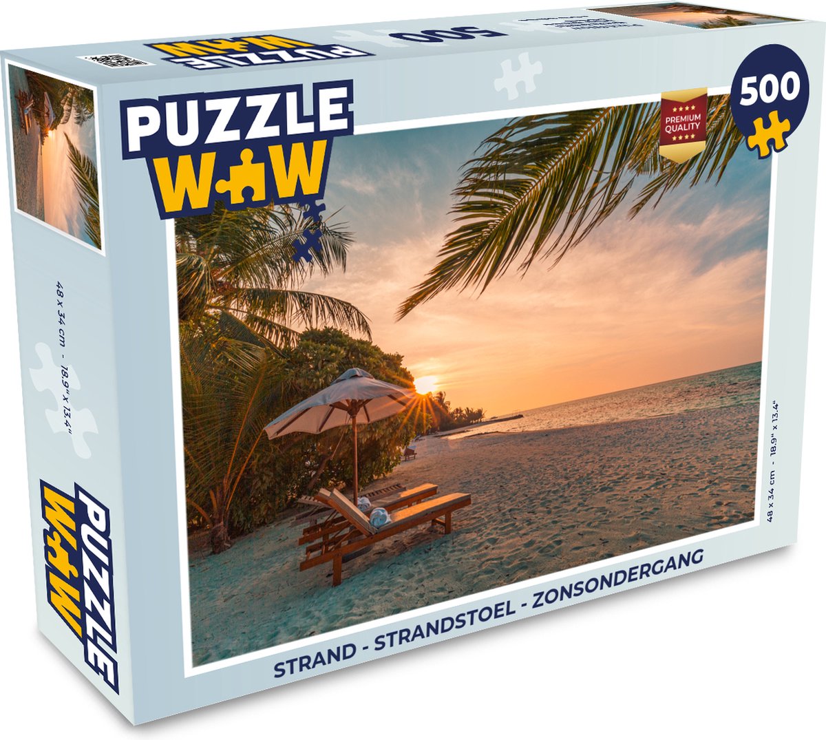 Puzzel Strand - Strandstoel - Zonsondergang - Legpuzzel - Puzzel 500 stukjes