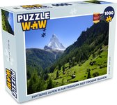 Puzzel Zwitserse Alpen in Matterhorn met groene bomen - Legpuzzel - Puzzel 1000 stukjes volwassenen