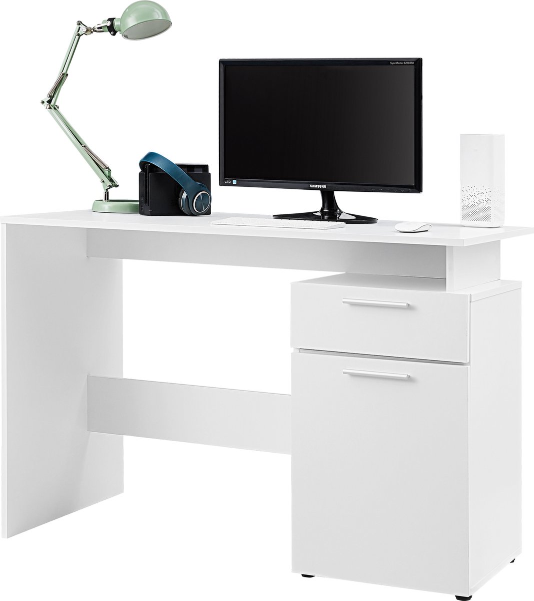 ACAZA Bureau - Bureau met Lades - Bureautafel - Wit - Computertafel - Laptoptafel