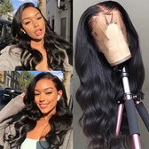 Velox Damespruik: Pruiken Dames - Human Hair Wig 76CM - Wasbaar, Kambaar & Hoge Kwaliteit - voor Volwassenen - Natuurlijk Haar