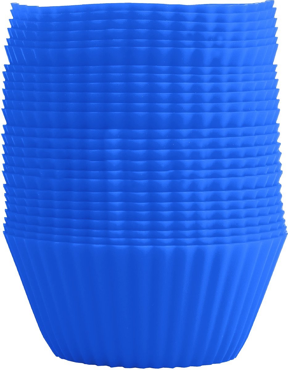 GOURMEO® 25 muffinvormpjes in blauw, herbruikbaar, hoogwaardig silicone, milieuvriendelijk, BPA-vrij - cupcakevormpjes, bakvormen, cupcake-muffinvorm