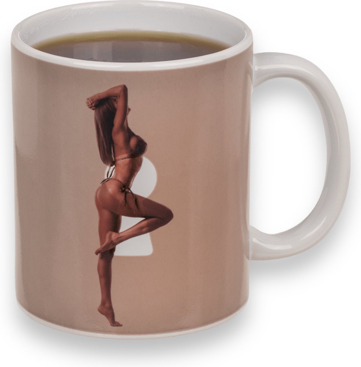 Hittegevoelige Stripper Mok Vrouw - 12 x 10 cm - Een Leuke en Interactieve Koffiebeleving