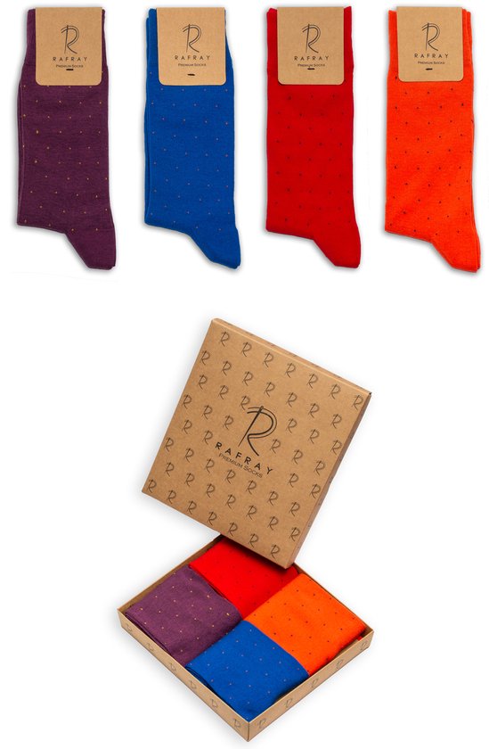 Rafray Socks Stippen Sokken Gift box - Polka Dot - Premium Katoen - 4 paar - Maat 40-44