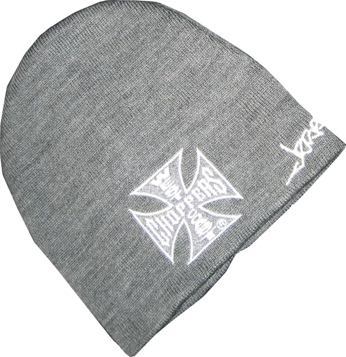 WCC West Coast Choppers Beanie Iron Cross Grau Grijs