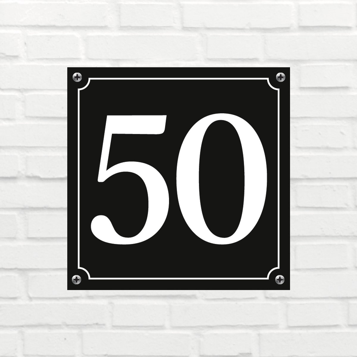 Huisnummerbord Klassiek - Nummer 50 - 14 x 11 cm - incl. bevestiging | - naambord - nummerbord - voordeur