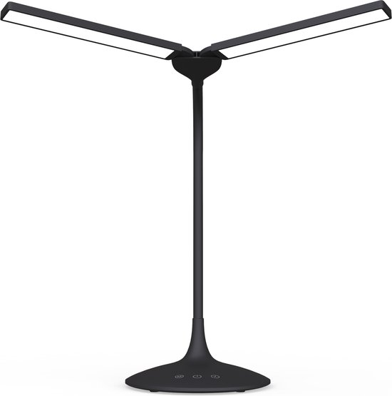 Lampe de bureau SBR Glow - Lampe de table - Lampe lumière du jour - 2 lampes LED - Dimmable - 3 couleurs de lumière - Zwart
