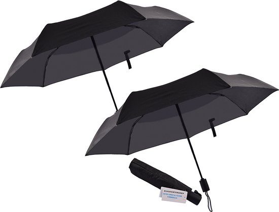 Automatische Stormparaplu - Opvouwbaar & Windproof - Ø 100 cm - Dubbele Laag - Zwart Set van 2