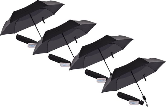 Automatische Windproof Paraplu's - Opvouwbaar & Duurzaam - Ø 96 cm - Zwart Stijlvolle Set van 4