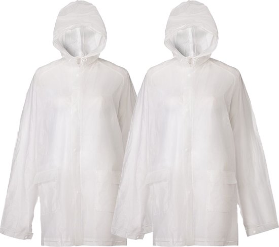 Poncho de pluie élégant imperméable transparent 2 pièces dans l'emballage - Léger et réutilisable avec capuche - Transparent