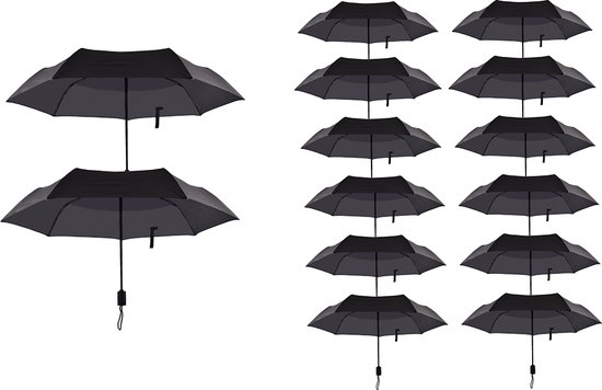 Grote Set van 16 Automatische Windproof Paraplu's - Opvouwbaar & Stijlvol Zwart - Ø 100 cm