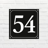 Huisnummerbord Klassiek - Nummer 54 - 14 x 11 cm - incl. bevestiging | - naambord - nummerbord - voordeur