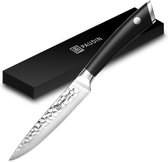 PAUDIN HP5 Couteau d'office japonais professionnel en acier inoxydable 12,5 cm - Couteau à légumes universel martelé comme un rasoir en acier inoxydable allemand de haute qualité - Motif de marteau Uniek