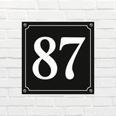 Huisnummerbord Klassiek - Nummer 87 - 14 x 11 cm - incl. bevestiging | - naambord - nummerbord - voordeur