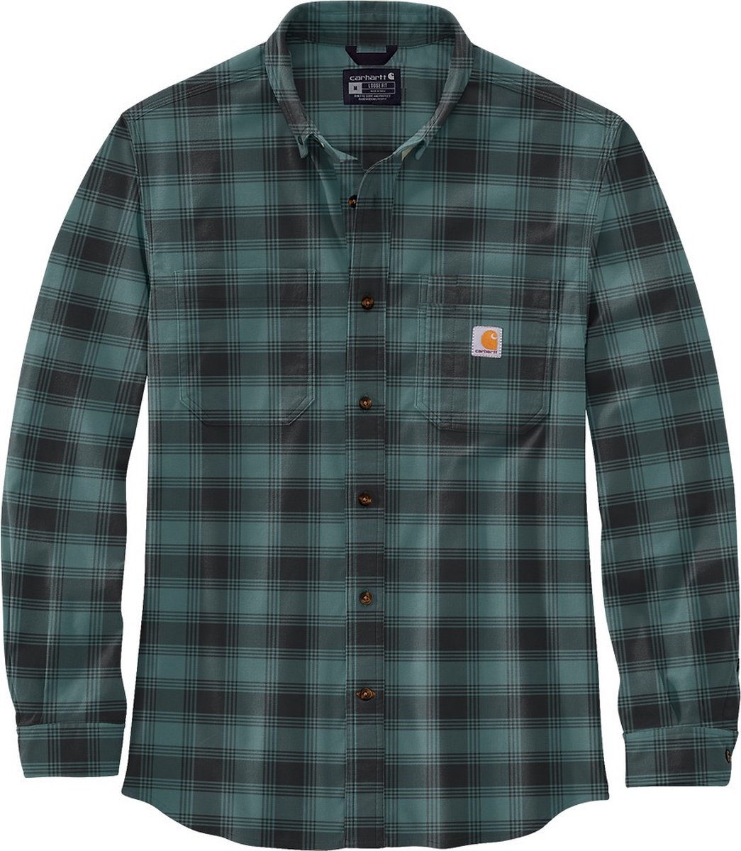 Carhartt Hemd Flannel L/S Plaid Shirt Sea Pine-2XL Groen