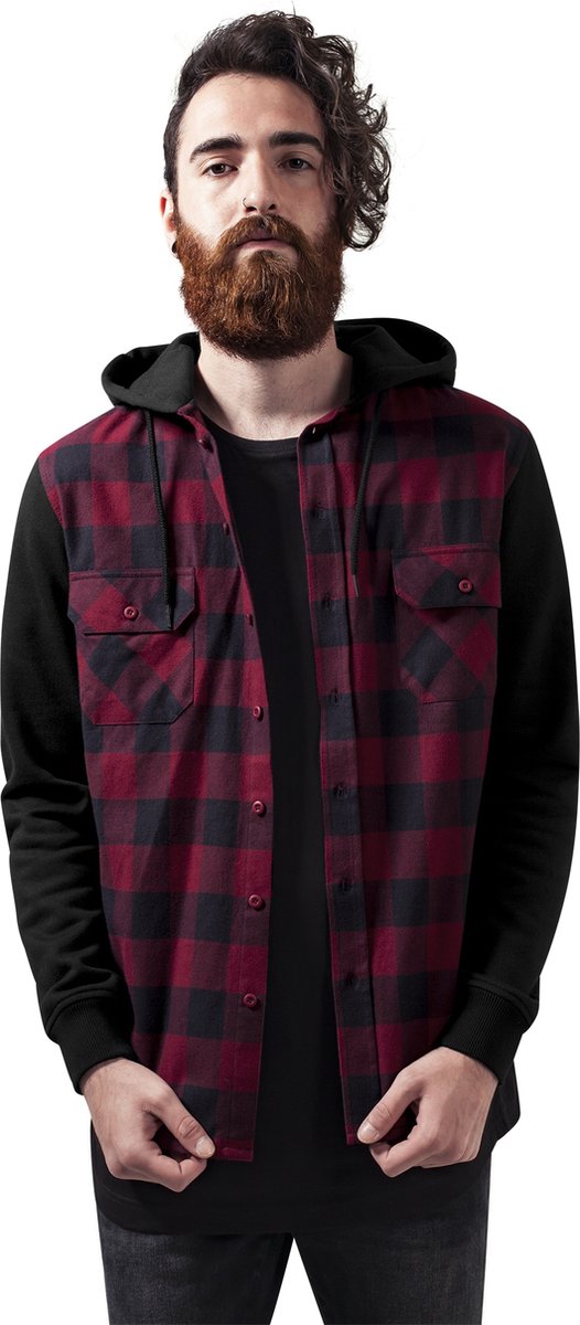 Urban Classics Checked Flanell Sweat Shirt Hoodie/trui XL Zwart