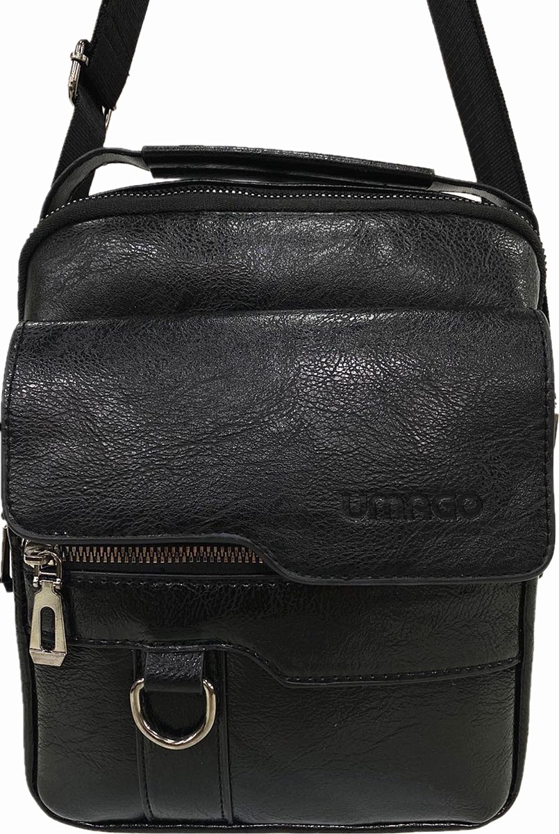 Massi Miliano Kleine Schouder/Reistas Herentas 100% PU Zwart - (22602-6) - 18x6x20cm -