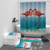 Floraweg Douchegordijn,Shower Curtain,badgordijn,badkamergordijn,Flamingo,-topkwaliteit - digitale printen -Anti Schimmel - Inclusief 12 ringen -met 12 stuks douchegordijnhaken – Waterdicht -Wasbaar- Polyester - 180x200 cm