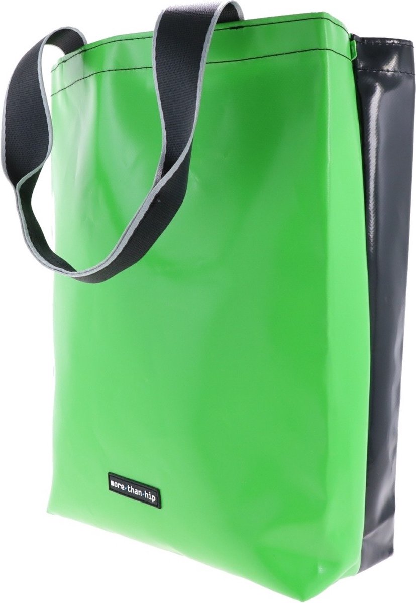 Shopper tas van gerecycled vrachtwagenzeil ‘Barcelona groen-zwart’ – Shopper dames zonder rits – Spatwaterdichte boodschappentassen – Duurzame en slijtvast werktas – Limited edition – Vintage look & feel