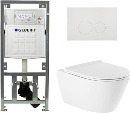 Foto: Qeramiq salina rimless toiletset hangtoilet geberit inbouwreservoir wit