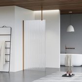 FortiFura Galeria inloopdouche - 160x200cm - ribbelglas - plafondarm - geborsteld koper